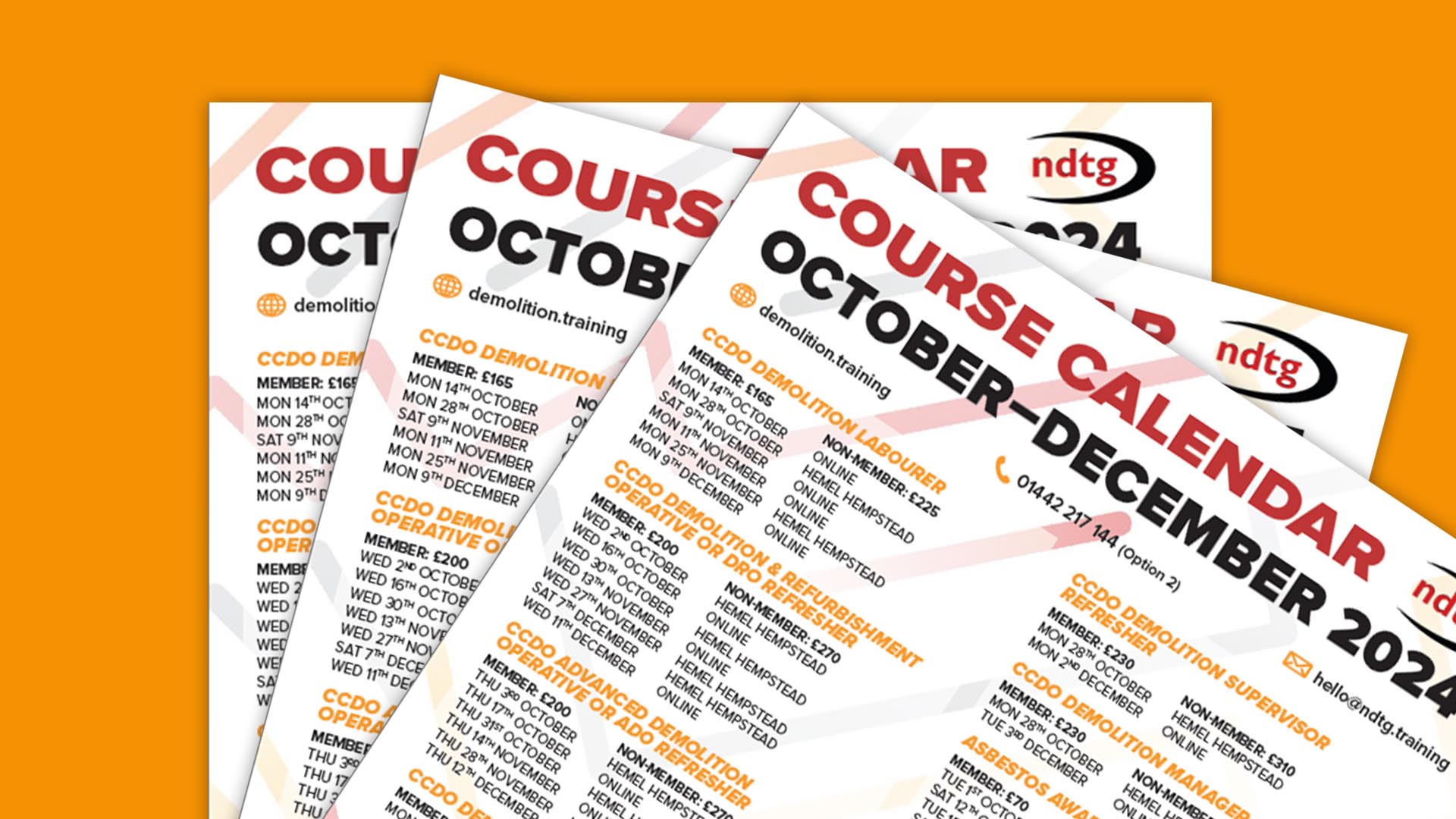 October – December Demolition Training Course Calendar